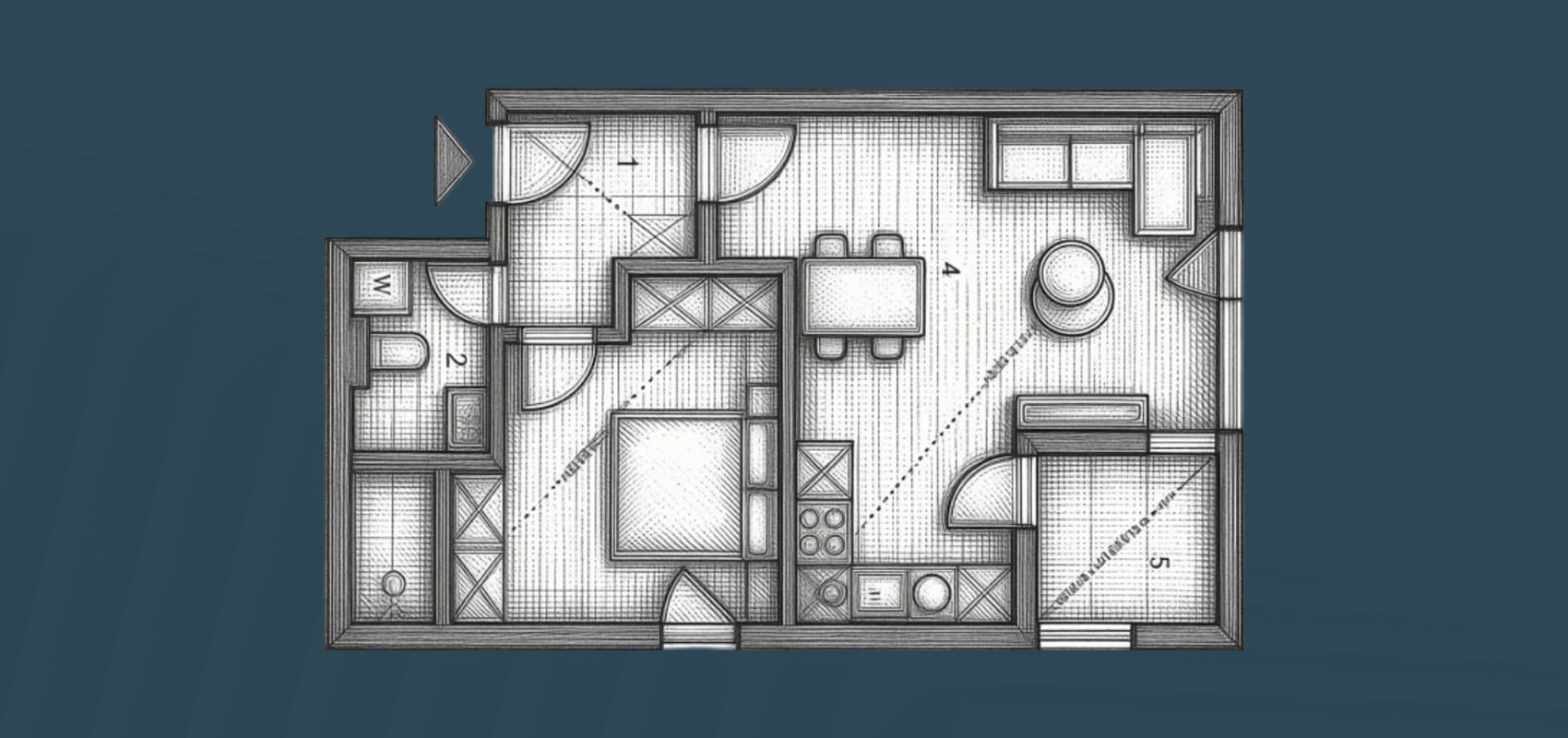 Floor plan — S7, ground floor, one-bedroom apartment